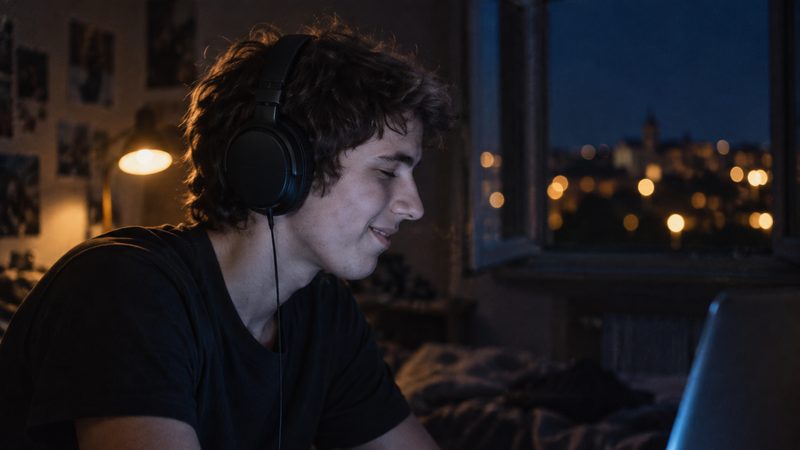 The boy listening with his eyes closed